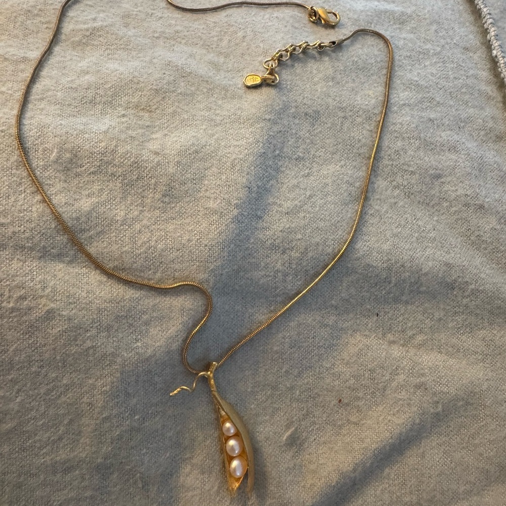 Michael Michaud Gold Pea-pod Pendant Necklace